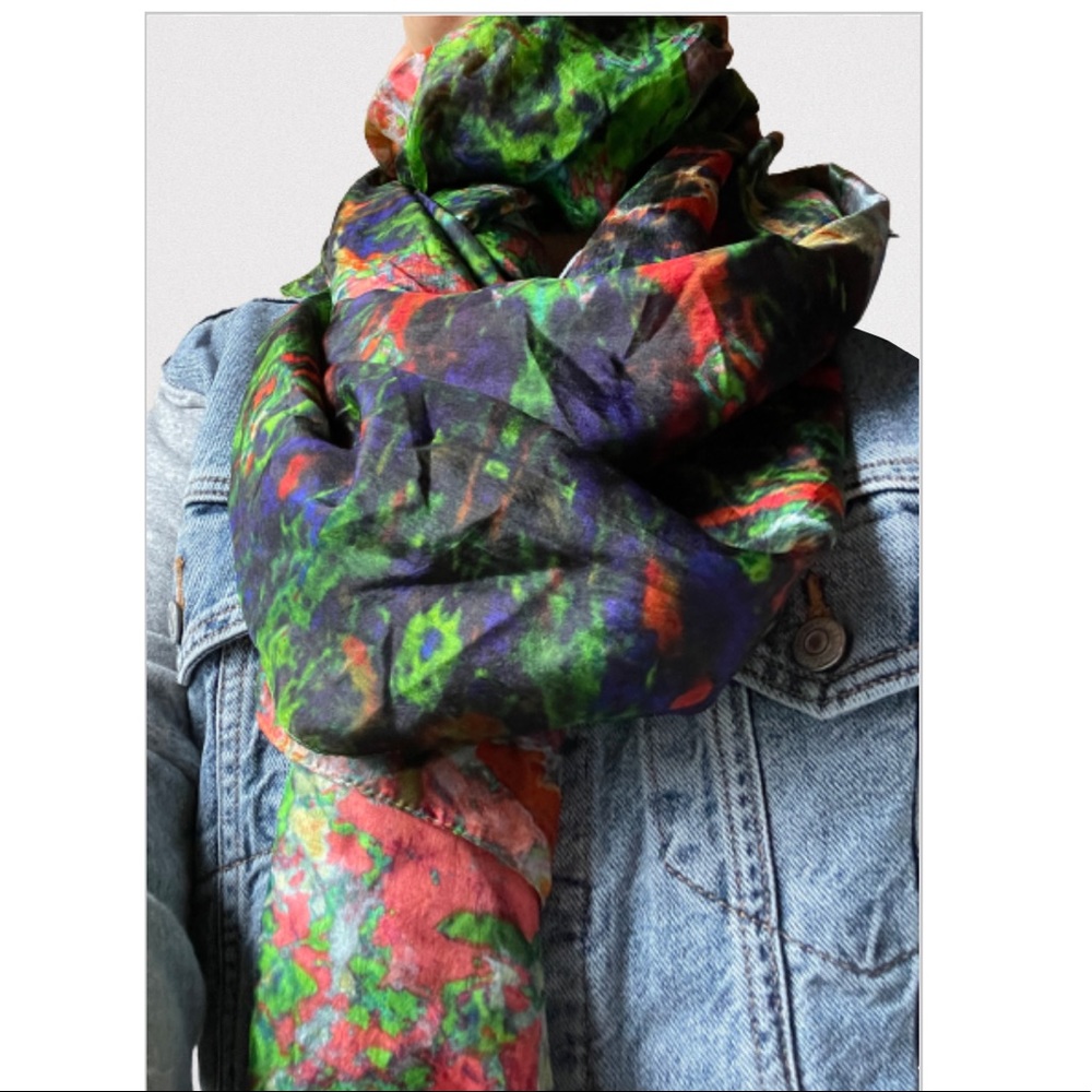 Huge silk scarf hand dyed gorgeous 76”L x 36” wide Anthropologie